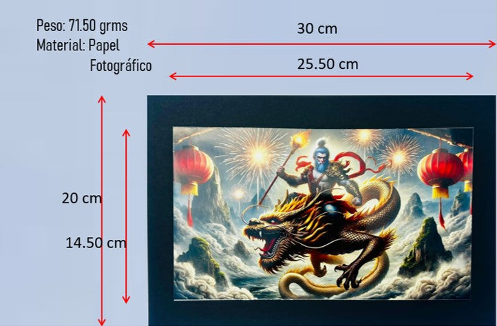 Imagen de Rey Mono con Dragón en papel fotográfico.